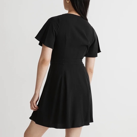 NWT Madewell Black Pleated-Waist True-Wrap Mini Dress - Picture 4 of 10